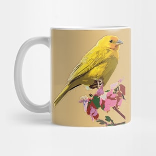 Saffron Finch on flowers Mug